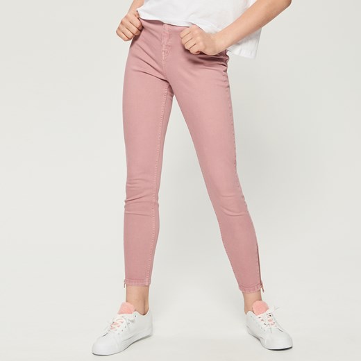 Sinsay - Spodnie skinny z zamkami - Różowy