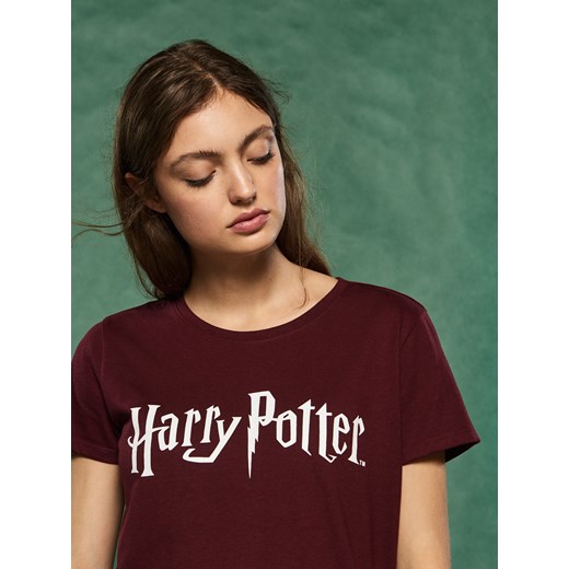 Sinsay - T-shirt z logo Harry Potter - Bordowy