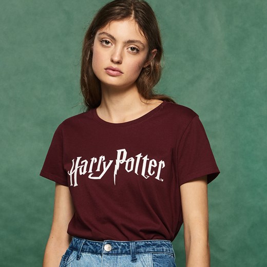 Sinsay - T-shirt z logo Harry Potter - Bordowy