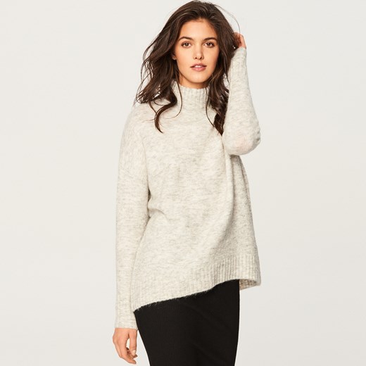 Reserved - Miękki sweter ze stójką - Jasny szar Reserved  S 