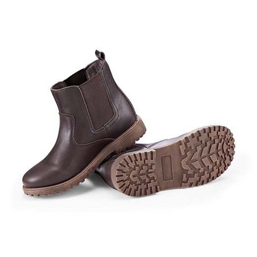 Buty zimowe dziecięce Tchibo brązowe bez zapięcia skórzane gładkie 