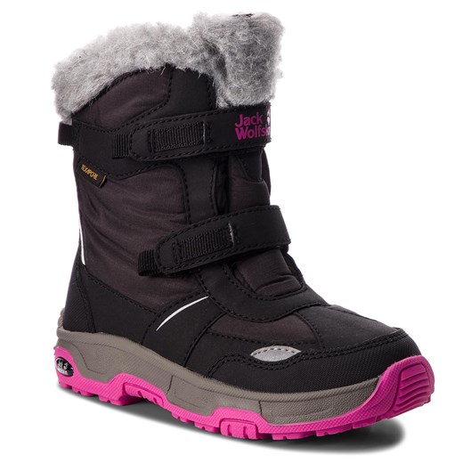 Czarne buty zimowe dziecięce Jack Wolfskin śniegowce 