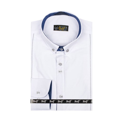 Koszula męska elegancka z długim rękawem biała Bolf 8822  Denley M 