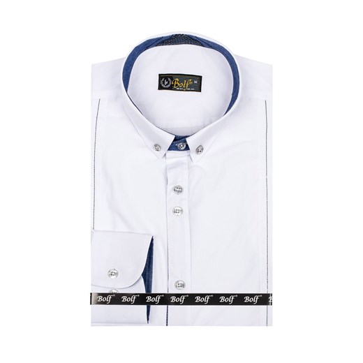 Koszula męska elegancka z długim rękawem biała Bolf 8822  Denley 2XL 