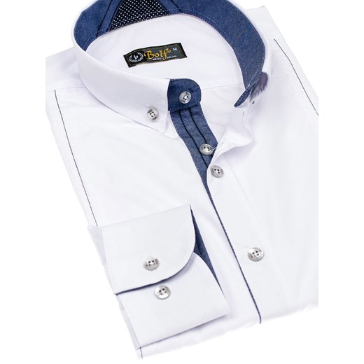 Koszula męska elegancka z długim rękawem biała Bolf 8822 Denley  XL 