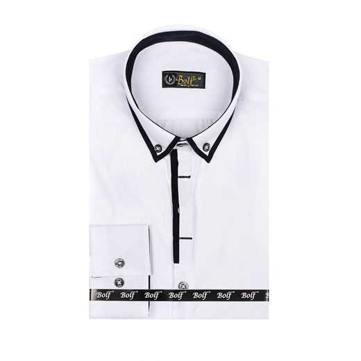 Koszula męska elegancka z długim rękawem biała Bolf 8824  Denley L 
