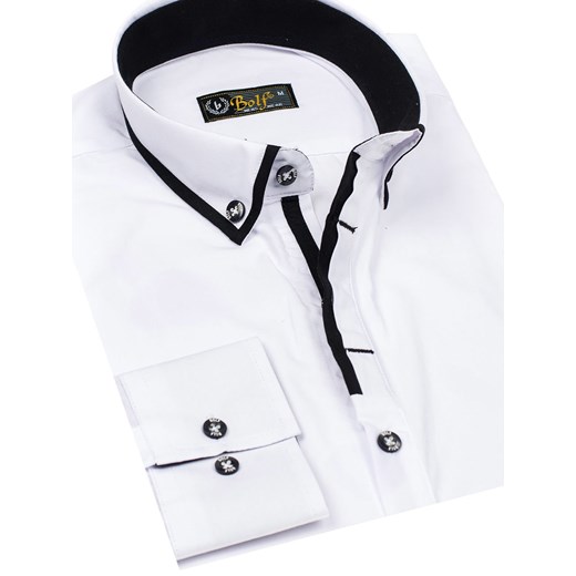 Koszula męska elegancka z długim rękawem biała Bolf 8824  Denley M 