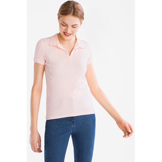 C&A Koszulka polo basic-bawełna ekologiczna-w kropki, Biały, Rozmiar: XL