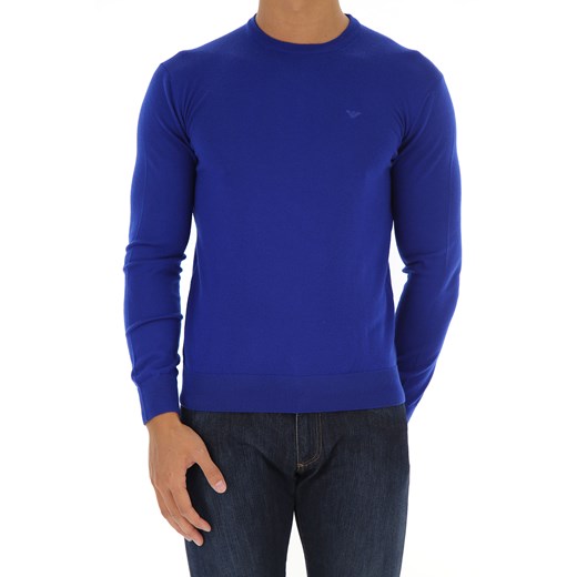 Sweter męski niebieski Emporio Armani z bawełny 