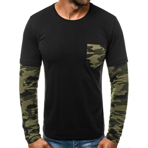 Wielokolorowy t-shirt męski Ozonee.pl z długim rękawem w militarnym stylu jesienny 