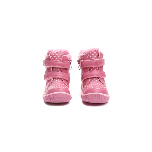 Buty zimowe dziecięce Born2be na rzepy różowe w nadruki 