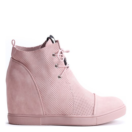 Sneakersy na krytym koturnie - kolor różowy - Obuwie  Royalfashion.pl 38 