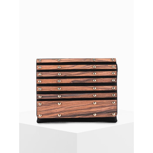 Czarna torebka kopertówka z drewnianymi wstawkami BLR146
