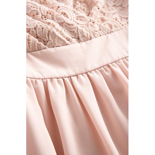 Sukienka różowa ORSAY midi rozkloszowana tkaninowa z dekoltem v 