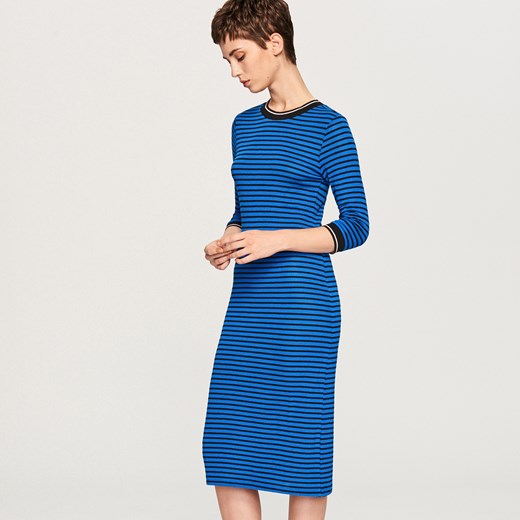 Reserved - Dzianinowa sukienka midi - Niebieski