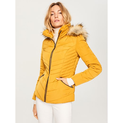 Reserved - Pikowana kurtka z kapturem - Żółty