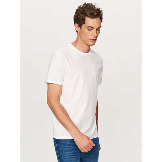 Reserved - T-shirt o prążkowanej fakturze - Biały