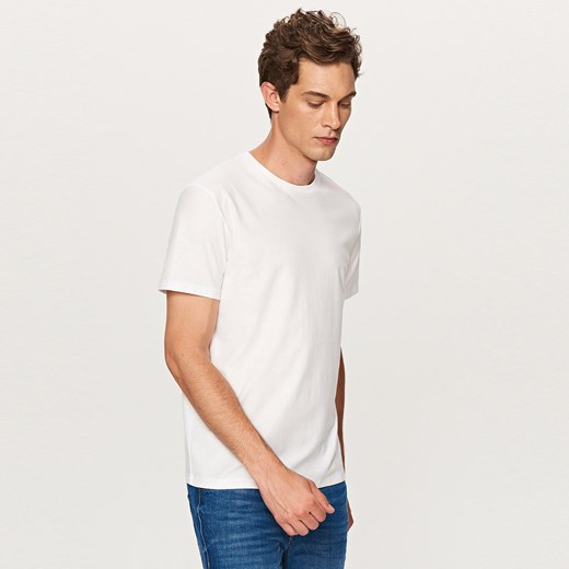Reserved - T-shirt o prążkowanej fakturze - Biały