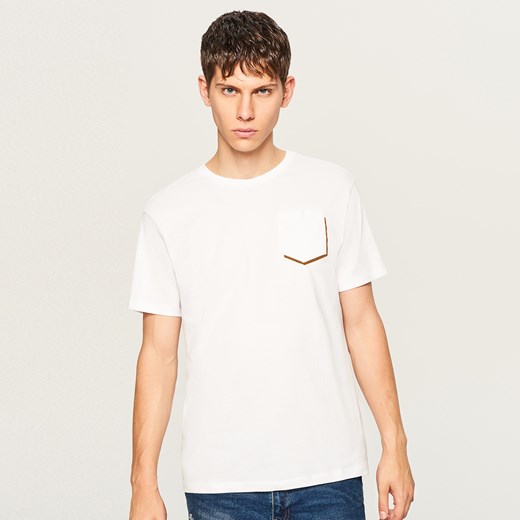 Reserved - T-shirt z kieszonką z przodu - Biały