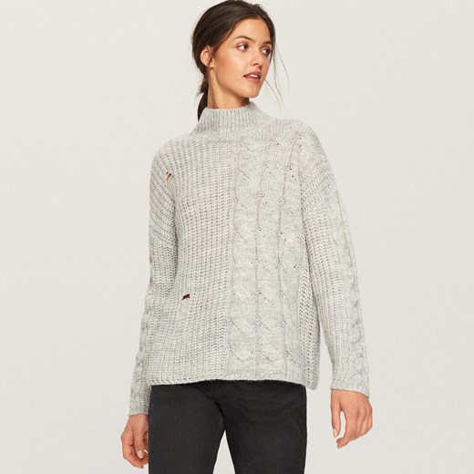 Reserved - Sweter ze stójką - Jasny szar