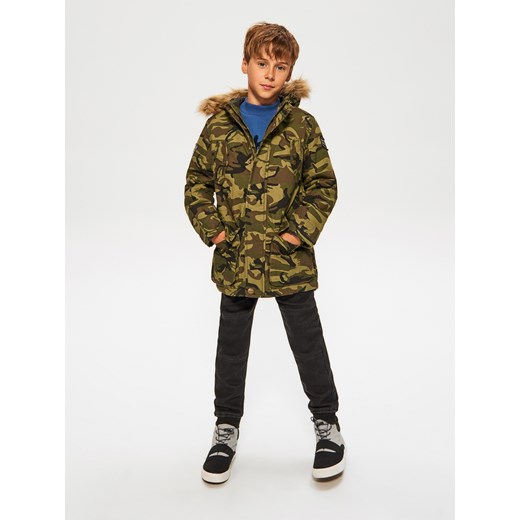 Reserved - Parka moro z naszywkami - Khaki