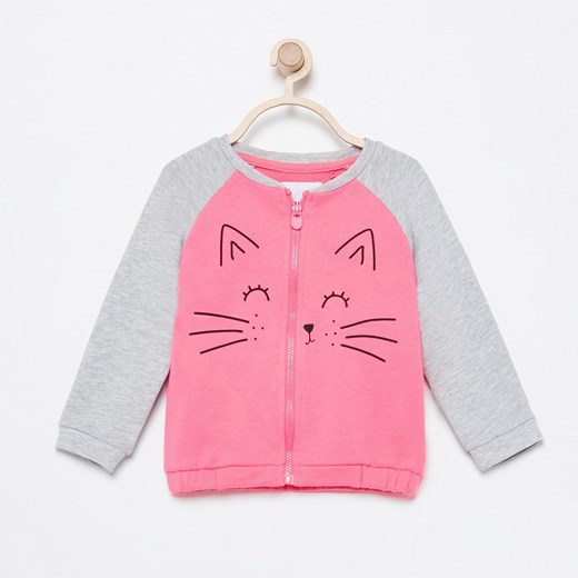Reserved - Rozpinana bluza z kotkiem - Różowy