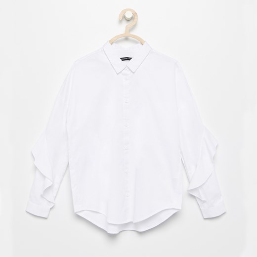 Reserved - Biała koszula z falbaną - Biały