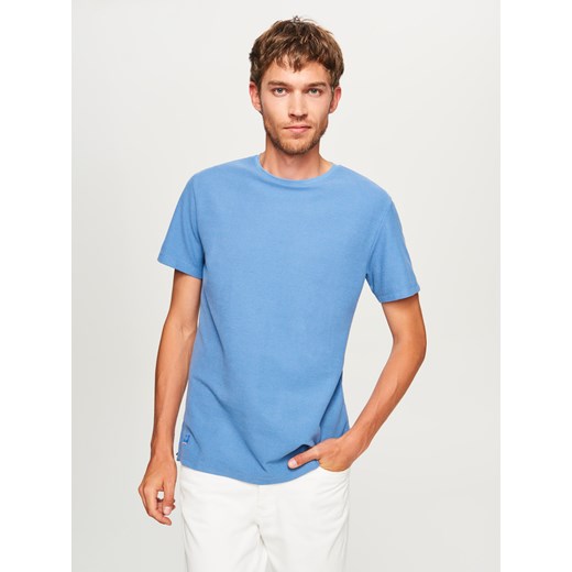 Reserved - Gładki t-shirt - Niebieski