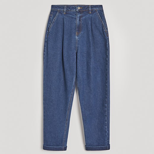Reserved - Jeansy z zakładkami z przodu - Granatowy