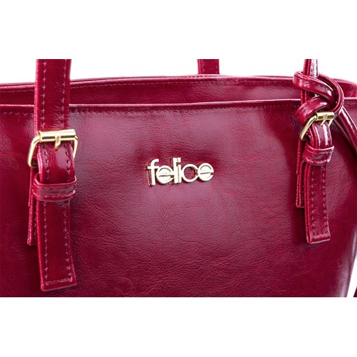 Shopper bag czerwona Felice skórzana elegancka 