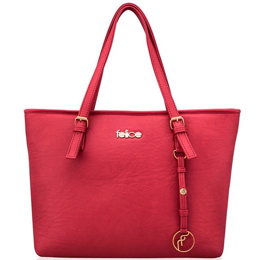 Shopper bag Felice różowa lakierowana z breloczkiem elegancka 