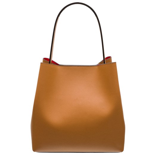Shopper bag Glamorous By Glam brązowa bez dodatków skórzana 