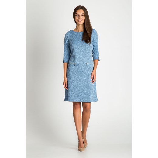 Niebieska melanżowa sukienka z zamkami na biodrach  Quiosque 40 quiosque.pl