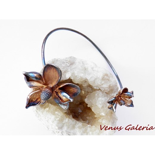 Bransoletka srebrna - Brązowe magnolie venus-galeria bialy efektowne