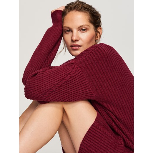 Reserved - Długi sweter - Bordowy  Reserved M 