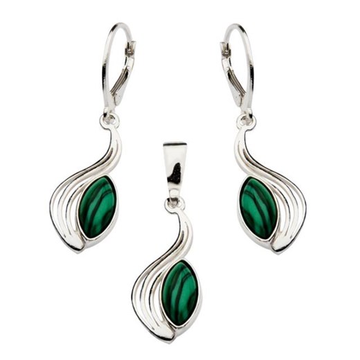 Polcarat Design komplet biżuterii zielony z malachitem 