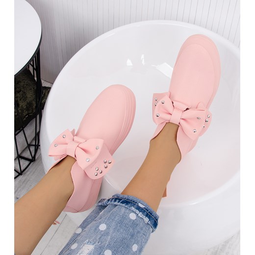 Sneakersy damskie różowe gładkie 