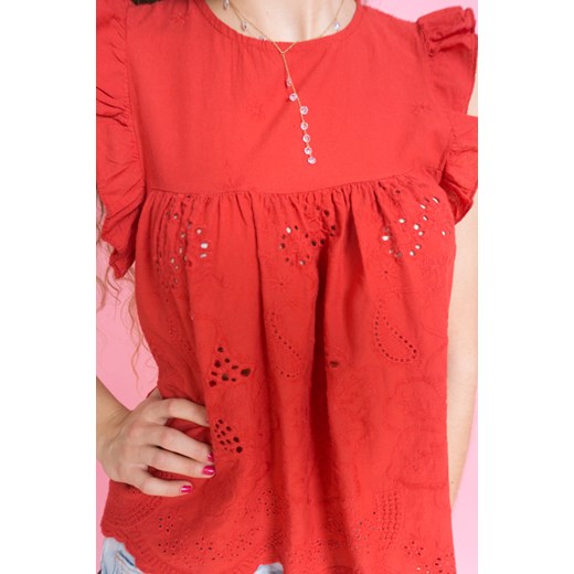Produkt Importowany bluzka damska różowa gładka bez rękawów bawełniana z okrągłym dekoltem 
