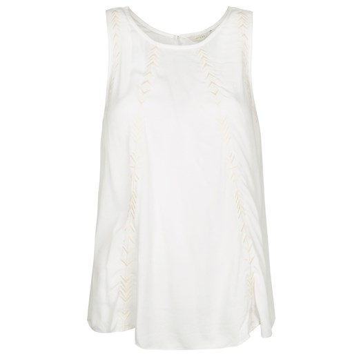 Bluzka damska Guess biała casualowa z okrągłym dekoltem z haftem z tkaniny bez rękawów 