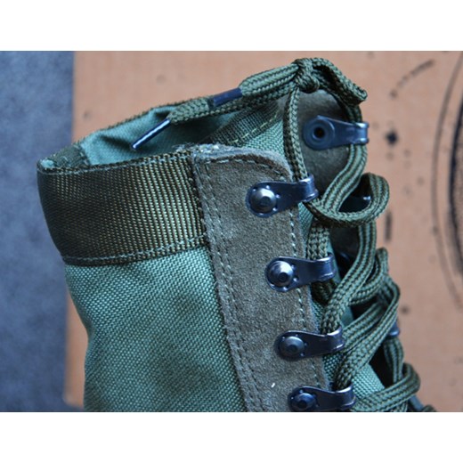Buty zimowe męskie Garsing z nubuku zielone sznurowane 