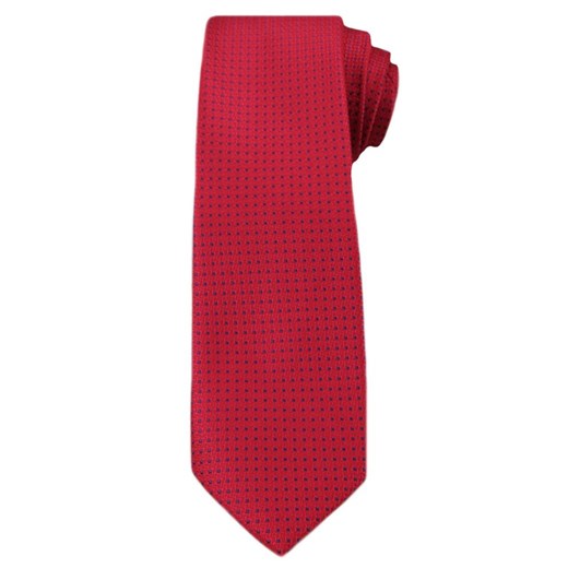 Czerwony Elegancki Krawat w Granatowe Kwadraciki -Angelo di Monti- 7 cm, Męski  KRADM1419  Angelo Di Monti  JegoSzafa.pl