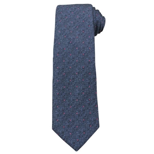 Niebieski Elegancki Krawat -Angelo di Monti- 7 cm, Męski, Melanż w Różowe Kropki KRADM1420 Angelo Di Monti   JegoSzafa.pl