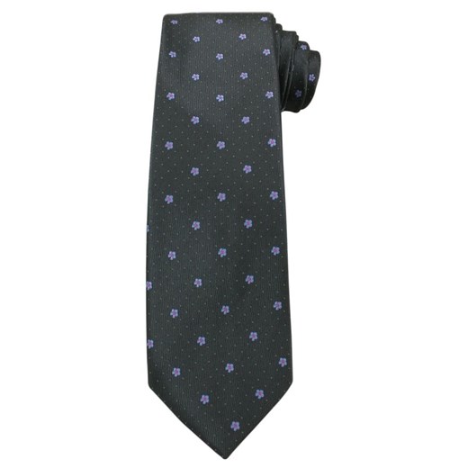 Szary Elegancki Krawat -Angelo di Monti- 7 cm, Męski, Grafitowy, w Fioletowe Kwiatki KRADM1436 ze sklepu JegoSzafa.pl w kategorii Krawaty - zdjęcie 58910349
