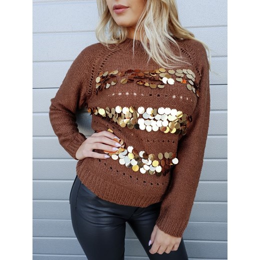 Sweter damski casual jesienny z okrągłym dekoltem 