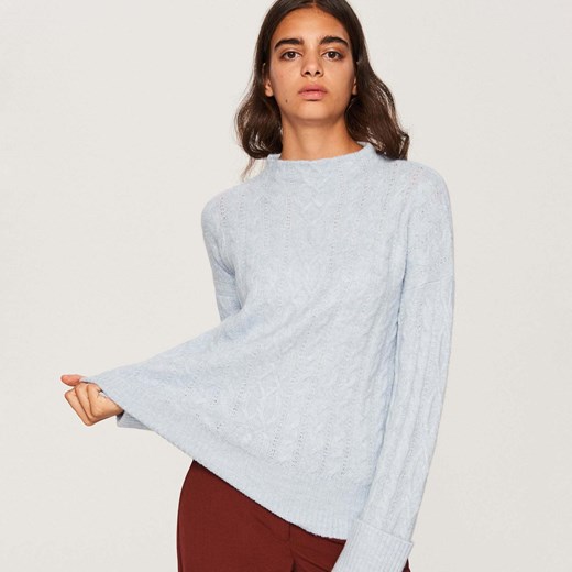 Reserved - Sweter o warkoczowym splocie - Niebieski  Reserved S 