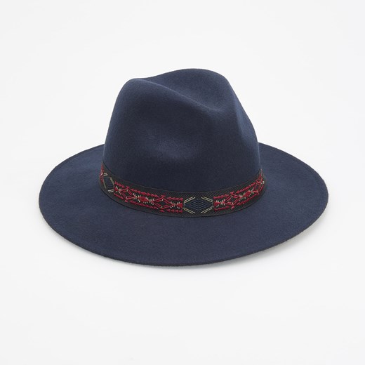 Reserved - Wełniany kapelusz - Granatowy  Reserved L 