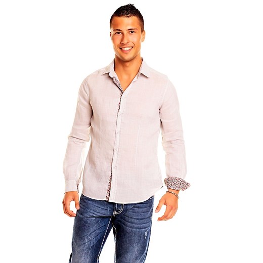 Lniana koszula męska Enos Grey majesso-pl bezowy etno