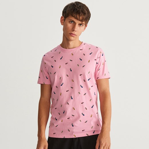 Reserved - T-shirt z nadrukiem - Różowy Reserved  XXL 