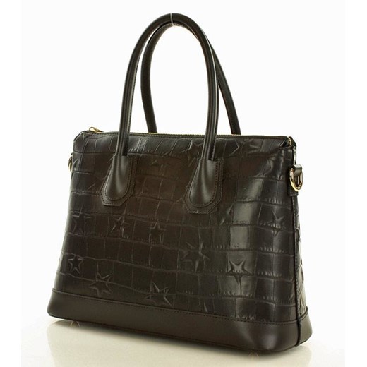 Shopper bag Mazzini w stylu glamour ze skóry 