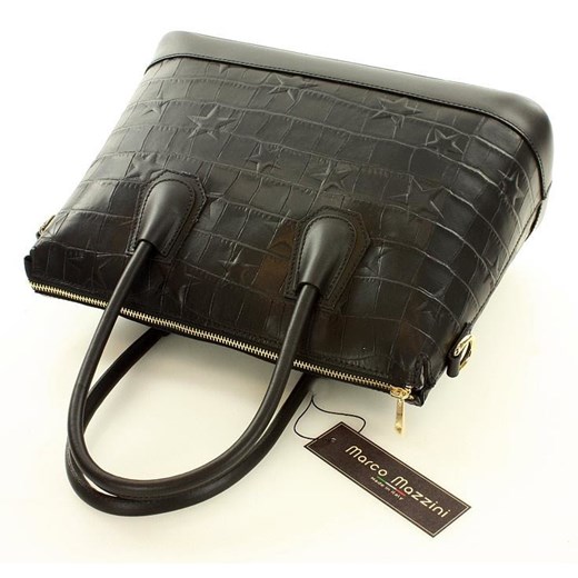 Czarna shopper bag Mazzini w stylu glamour 